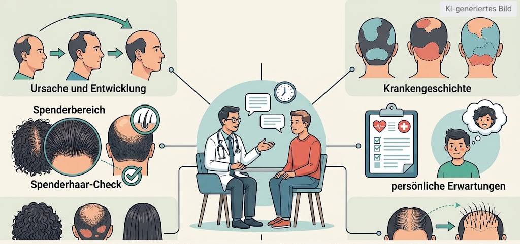 Illustration einer Haartransplantation